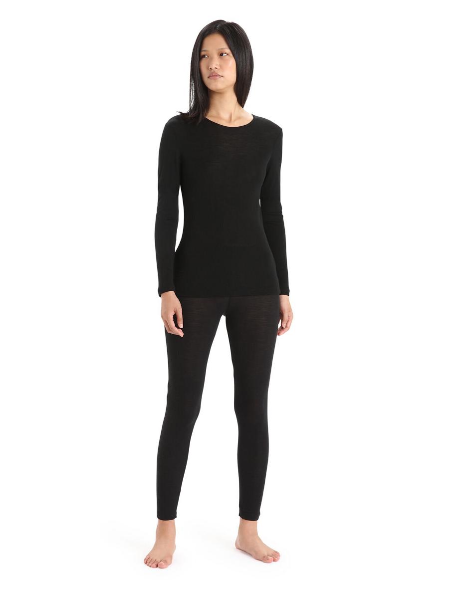 Base Layers Icebreaker Merino 175 Everyday Long Sleeve Crewe Thermal Top Damskie Czarne | PL 1036ZUTG